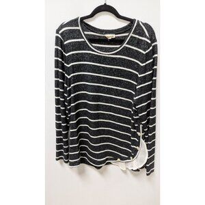 maison jules Black/White Striped Button-Hem Sweater